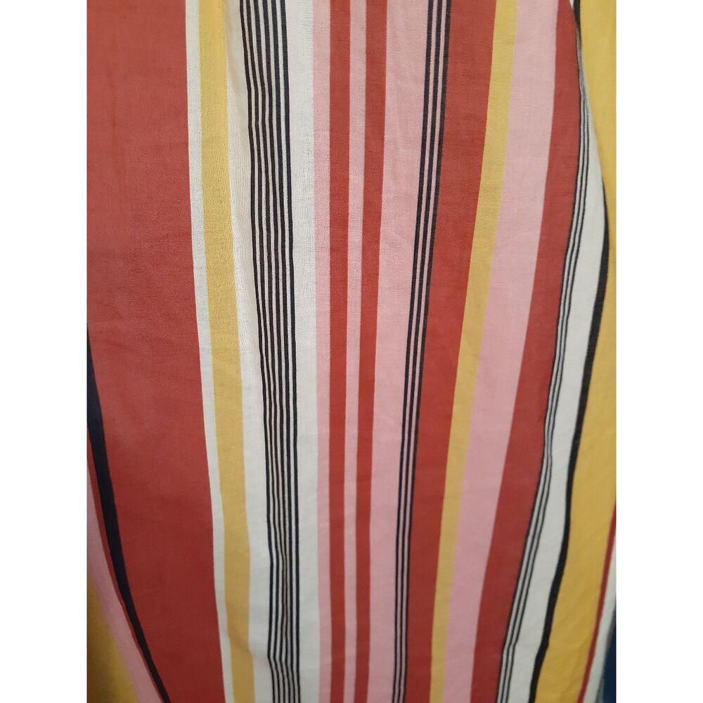 Zara 100% Cotton Striped Button-Front Maxi Shirt Dress in Warm Tones - Picture 11 of 16